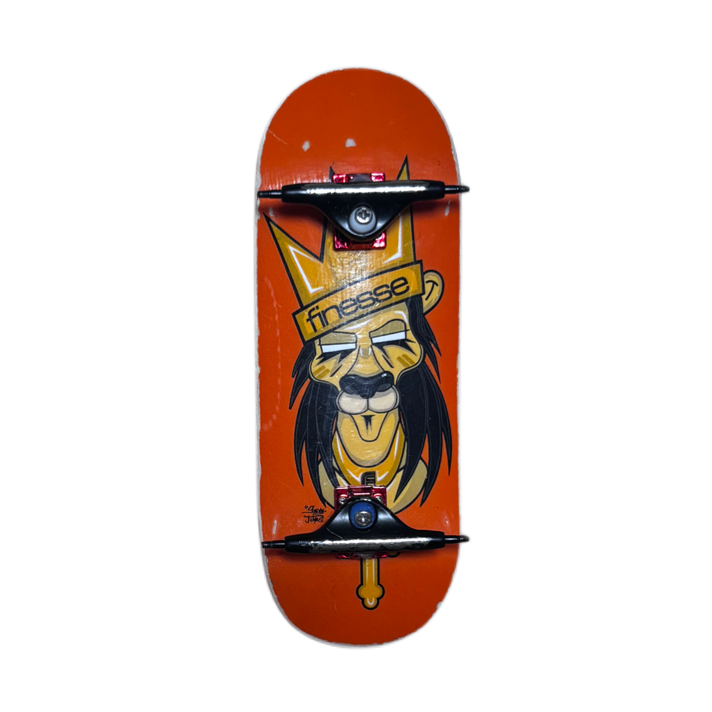 Used Hand Shaped Tech Deck Pro Series w/ Used 34mm Obsius Trucks